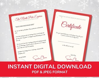 Instant Download Printable Letter from Santa Claus Nice List Christmas Eve North Pole Mail Elf Printable Digital Letter from Santa Printable