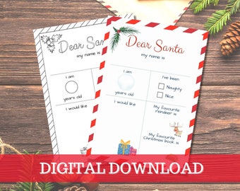 Letter to Santa, Printable Dear Santa Letter, Christmas Wishlist, Santa Letter, Christmas, Christmas Printable, Letter to Santa Claus