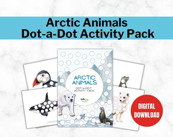 Arctic Animal Dot-a-Dot Printables for Toddlers and Preschoolers Educational Winter Worksheets - Kindergarten activity Digital Download