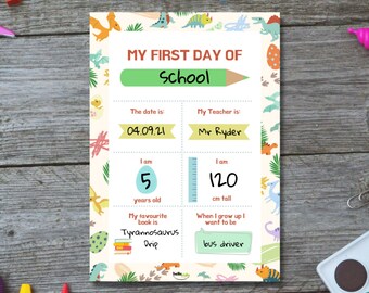 My First Day Dinosaur Wipe Clean Keepsake Mat Digital Download | First Day of School | Back to School | Back to School Photo Prop