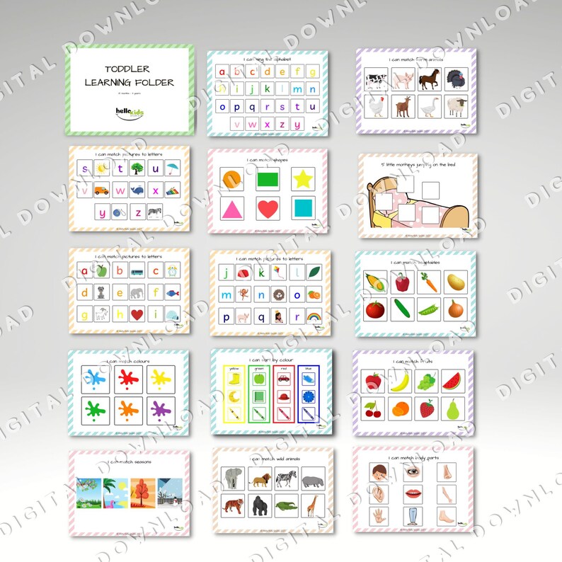 Digital Download Toddler Learning Folder: Printable Activities for