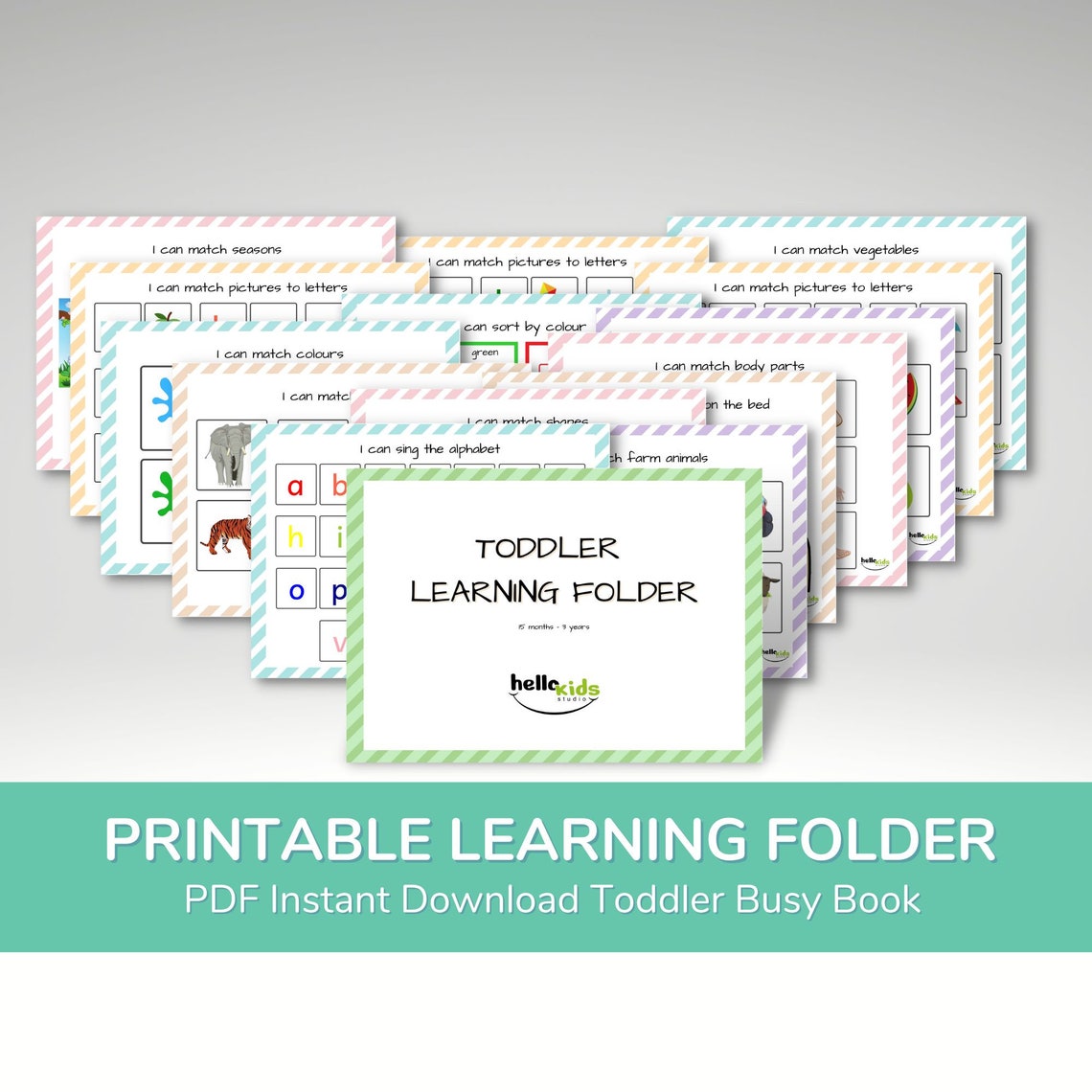Digital Download Toddler Learning Folder: Printable Activities for