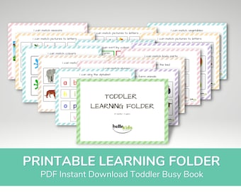 Digital Download Toddler Learning Folder: Printable Activities for Early Education, Homeschool and Classroom Use - DIY Toddler Busy Book