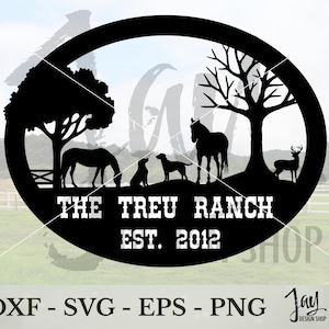 Family Ranch Metal Cut Sign | Cowboy CNC Plasma Cut Files | Farm Western Horse DXF SVG