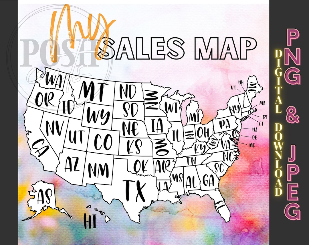 My Sales Map Printable PNG Digital Download USA Etsy