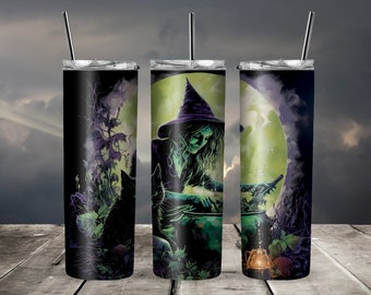 Halloween Tumbler Wrap Witch PNG Black Cat Sublimation Digital Download Vintage Cauldron Tumbler PNG
