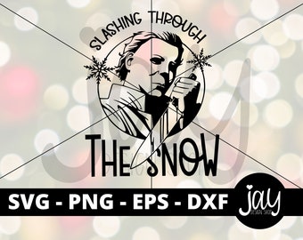 MM Christmas SVG - Slashing through the snow - Horror Christmas Downloads