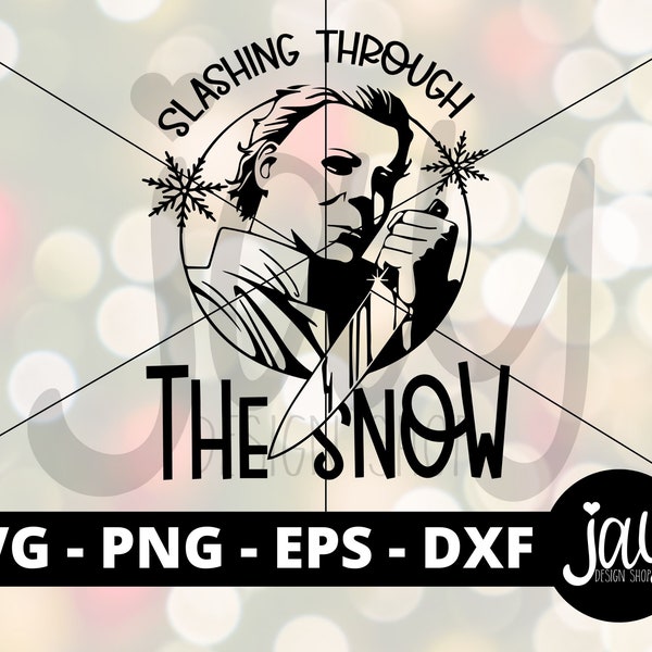 MM Christmas SVG - Slashing through the snow - Horror Christmas Downloads