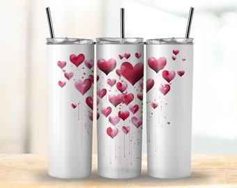 Valentines Heart Tumbler Wrap PNG - Valentines Sublimation Digital Design - Love PNG Wrap Design - Gifts for her