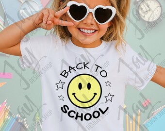 Back to School SVG PNG, Smiley Face Cut File, Teacher Shirt Design, First Day of School Cricut File