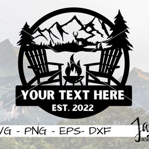 Bergblick Monogramm SVG - CNC -Plasmaschnitt- Outdoor Monogramm - Anpassbar - Hirsch SVG - Feuerstelle Schnittdatei - Digital Download - Glowforge