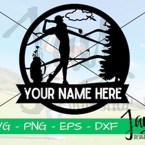 Monograma de golf SVG - Archivo cortado con láser - Monograma de golfista al aire libre DXF - Personalizable - Descarga digital de bolsa de golf - Glowforge