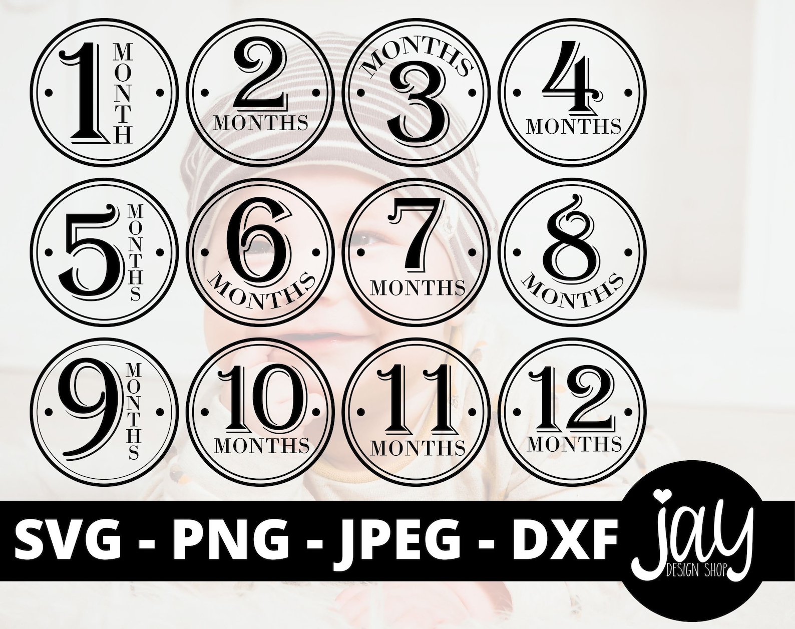 1 Through 12 Months Milestone Baby Months SVG Digital Download Etsy