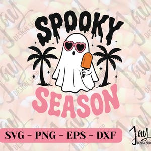 Spöksäsong PNG, söt Halloween-klippfil, Summerween Ghost SVG, Retro Ghost Popsicle Sublimeringsdesign bild 2