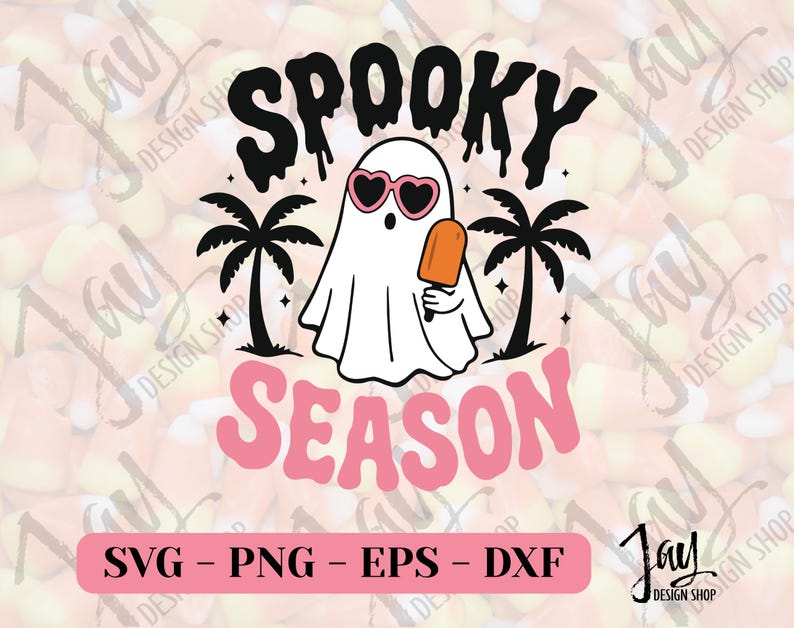 Spöksäsong PNG, söt Halloween-klippfil, Summerween Ghost SVG, Retro Ghost Popsicle Sublimeringsdesign bild 2