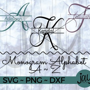 Split Monogram Alphabet SVG - A through Z Split Monogram Letters - Letter Initial Split SVG