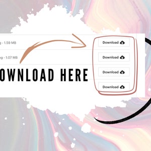 May include: A digital illustration of a download button with a cloud icon. The text "DOWNLOAD HERE" is in bold, black letters. The illustration is on a pink, blue, and white background.