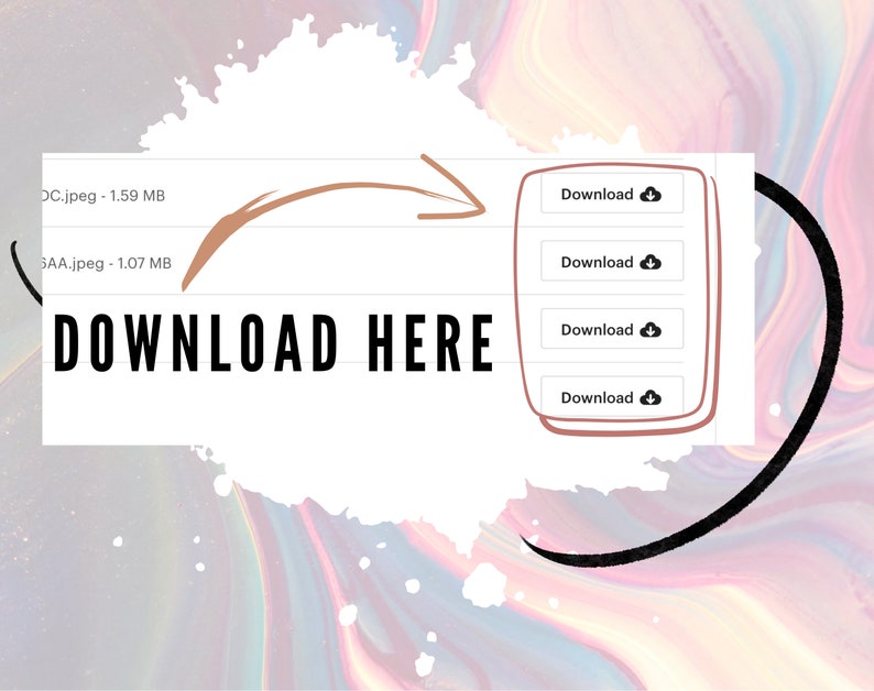 May include: A digital illustration of a download button with a cloud icon. The text "DOWNLOAD HERE" is in bold, black letters. The illustration is on a pink, blue, and white background.