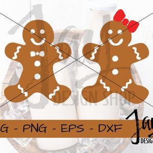 Gingerbread Man SVG - Gingerbread Girl SVG - Gingerbread Pair Cut Files - Christmas Cut Files