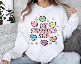 Teacher Valentine SVG, Affirmation Candy Hearts PNG (Digital Download)