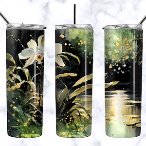 Ghost Orchid groeit in de Swamp Tumbler PNG, 20 oz Skinny Tumbler Design voor het diepe zuiden, Louisiana en Mississippi Swamp - Creek PNG