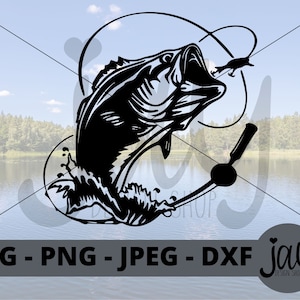 Bass Fish SVG - Fishing Cut Files - Fisherman Digital Downloads - Gifts for him