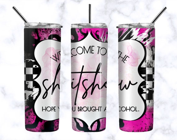 Mom Tumbler Wrap PNG Design - Welcome to the Shit Show Sublimation - Checkered Punk Tumbler PNG