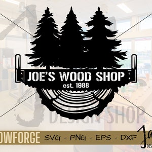 Wood Shop Monogram SVG - Customizable Saw Design for Glowforge - CNC Plasma Wood Shop Sign - Digital Download Laser Cut File - Wood Work SVG