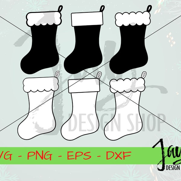 Christmas Stocking SVG - Stocking Bundle - Festive Stocking -  Holiday Home Decor Cut Files