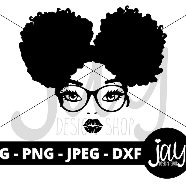 Afro Puff SVG - Mom Life Cut Files - Kiss Lips PNG - Messy Bun Digital Download