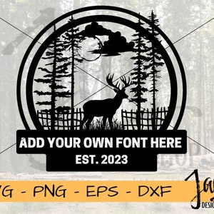 Buck Monogram DXF Cut File for Glowforge, Stag SVG Digital Download for Plasma CNC - Deer Customizable