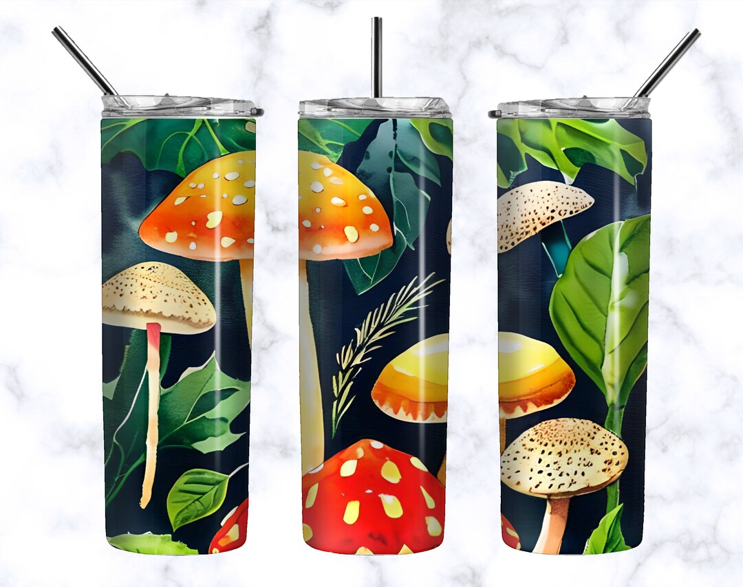 Mushroom Tumbler PNG - Vintage Mushroom Sublimation Design 20 Oz Skinny ...
