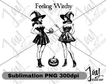 Retro Witch PNG, Halloween Design for Shirts and Hoodies, Horror Movie Vintage PNG Sublimation, Spooky Season Digital File Instant Download