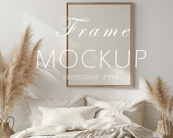 Boho Bedroom Frame Mockup: Farmhouse Style (PSD & JPG)