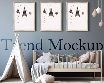 Nursery Frame Mockup: Kids Room Decor (PSD Smart Layers)