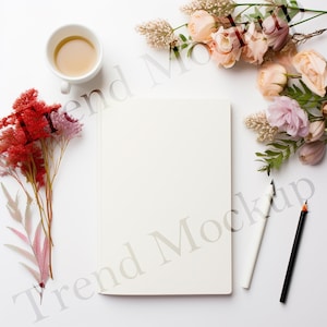 Hardcover Minimalist Notebook Mockup Blank, Flowers and Journal Mockup, Mockup Bundle Boho Mockup, Book Mock Ups, JPG Notebook Mock-Up