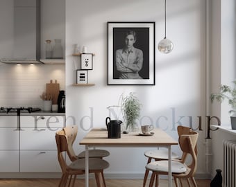 Nordic Kitchen Frame Mockup: Minimalist Decor (PSD)