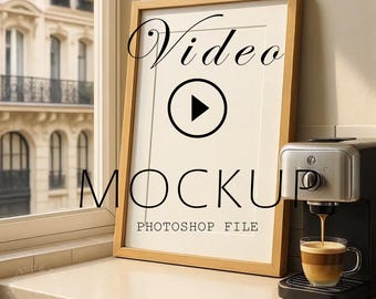 Video Frame Mockup: Home Interior Coffee Machine Scene (Digital Download, PSD File Included)