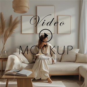 Maqueta de marco de madera estilo bohemio: Interior de sala de estar (PSD y JPG)