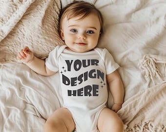 White Kids T-Shirt Mockup: Bella Canvas 3001T, Gildan 5000B (Digital Download)