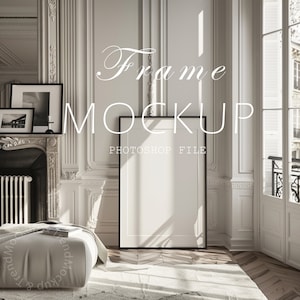 French Interior Frame Mockup: Parisian Style Living Room (PSD, JPG)