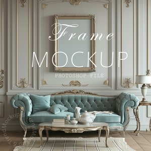 Bohemian Wooden Frame Mockup: Living Room Scene (PSD & JPG)