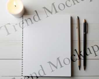 Blanco spiraal notebookmodel: dagboek, boekomslag, planner (digitale ontwerpsjabloon)
