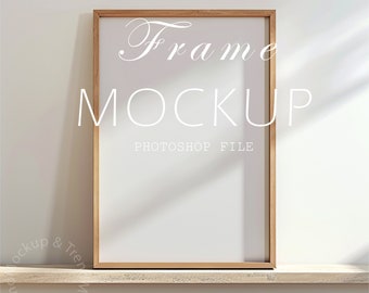 Minimalist Wood Frame Mockup: Boho Scandinavian Style (PSD Digital File)