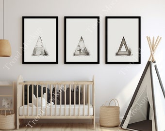 Nursery Frame Mockup: Minimalist Kids Room Decor (3-Pack)