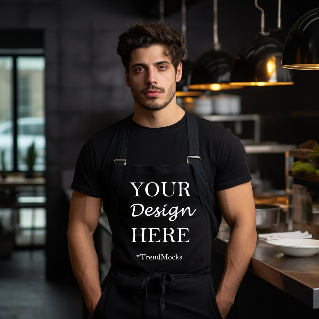 Black Apron Mockup, Barista Apron Mockup, Kitchen Apron Mockup, Chef