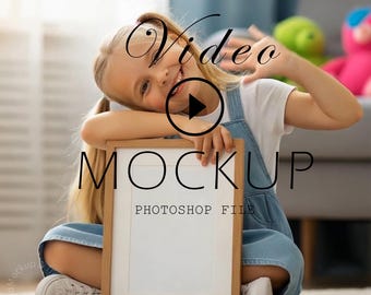 Nursery Art Video Mockup: Little Girl Waving (PSD File, Digital Download