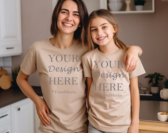 Mutter Tochter T-Shirt Mockup: Familie Bella Canvas 3001 (Digitaler Download)