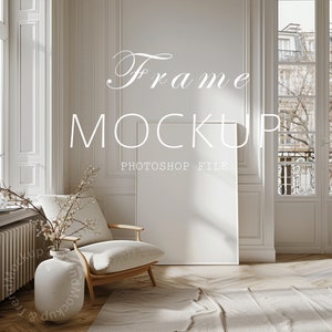 Bohemian Wood Frame Mockup: Parisian Living Room (PSD & JPG)