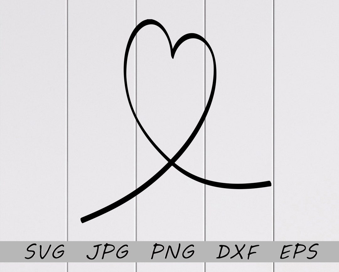Love Heart Line Art SVG Line Heart Clipart Hand Drawn Heart Etsy